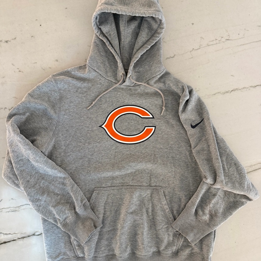 Nike Chicago Bears Hoodie Mens L Gray Pullover Sweatshirt NFL